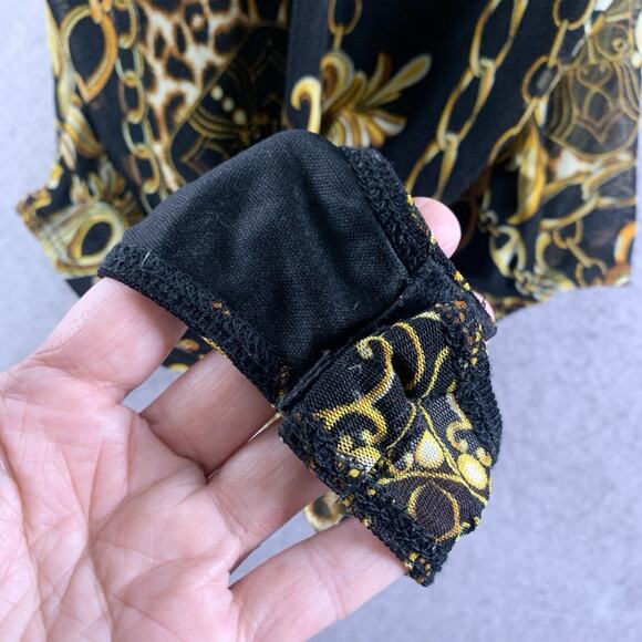 Womens Baroque Leopard Chain Print Bodysuit Sz M Y2K Mobwife Club Indie Luxury - Picture 4 of 13